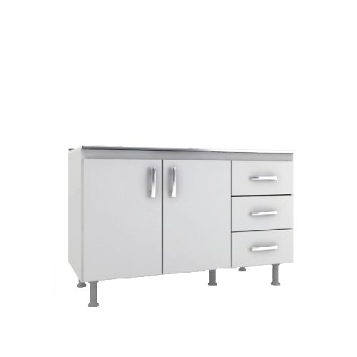 Bajo Mesada Mueble Cocina 2 Puertas 3 Cajones Blanco 601 - Soy Hogar Muebles