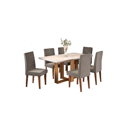 Juego De Comedor 6 Sillas Tapizadas Mesa Moderna Paladium - Soy Hogar Muebles