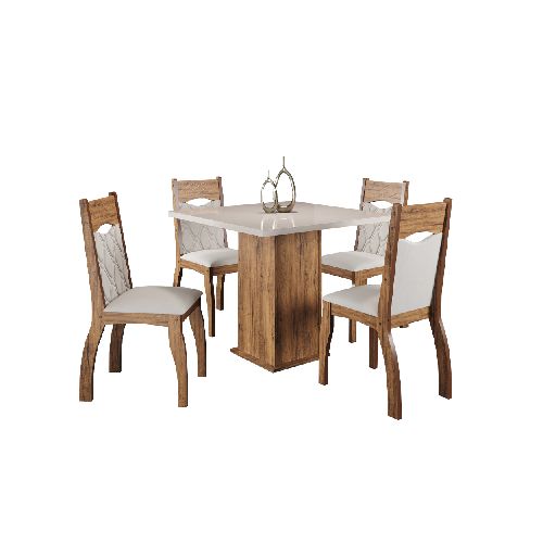 Juego De Comedor 4 Sillas Tapizadas Tapa Cuadrada Mdp - Soy Hogar Muebles