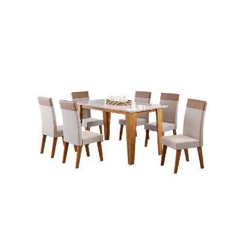 Juego De Comedor 6 Sillas Tapizadas Mesa Mdp Requinte - Soy Hogar Muebles