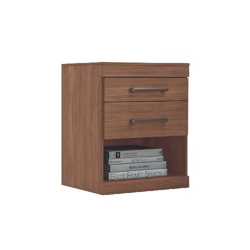 Mesa De Luz Havana Plus 2 Cajones C/rieles Metálicos Jatoba - Soy Hogar Muebles