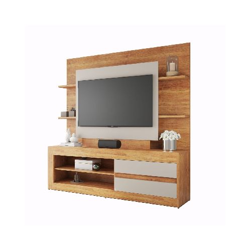 Rack Tv Modular Living Hasta Led 55 Estantes Exclusive Miel Off White - Soy Hogar Muebles