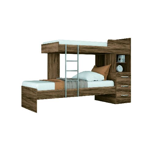 Cucheta Cama Juvenil 3 Cajones Escalera Jatoba - Soy Hogar Muebles