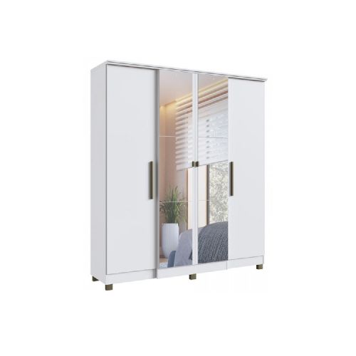 Ropero 4 Puertas 2 Cajones Varios Estantes Y Espejos 100%mdp Blanco - Soy Hogar Muebles