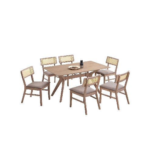 Juego De Comedor 6 Sillas Mesa Rectangular Madera Maciza - Soy Hogar Muebles