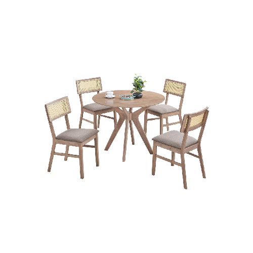 Juego De Comedor 4 Sillas Tapizadas Color Madera - Soy Hogar Muebles