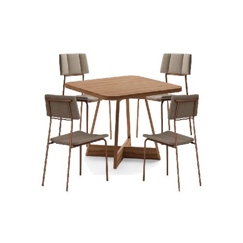 Juego De Comedor 4 Sillas Patas De Hierro Tapizadas Modernas - Soy Hogar Muebles