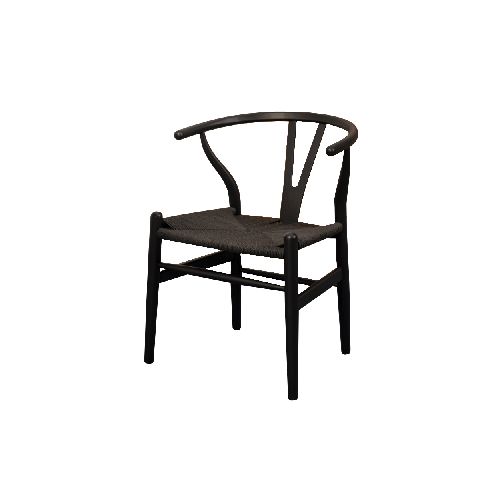 Silla De Comedor Wishbone Madera Beech Y Asiento Ratan Negro - Soy Hogar Muebles