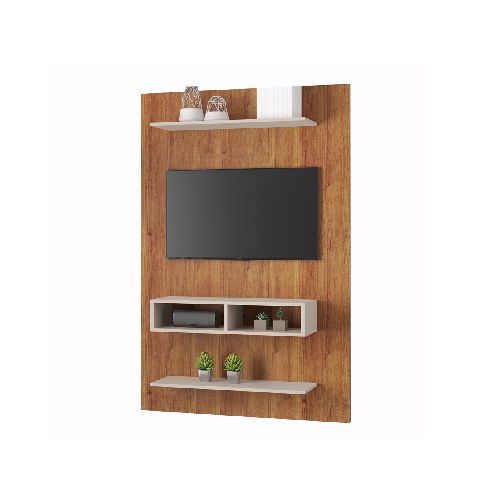 Panel Rack Tv Led Modular Living Sala Dormitorio Byte Miel Off White - Soy Hogar Muebles