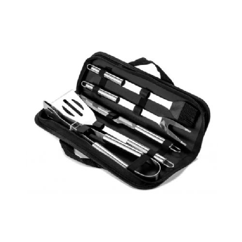 Set Asador Juego Parrillero 5 Piezas en Acero Inoxidable + Estuche