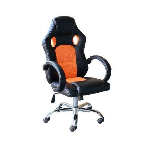 Silla Gamer tapizada y base de metal - NARANJA