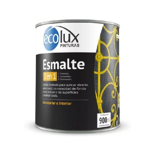 Esmalte Convertidor De Óxido 3 En 1 Ecolux 900 Ml Negro