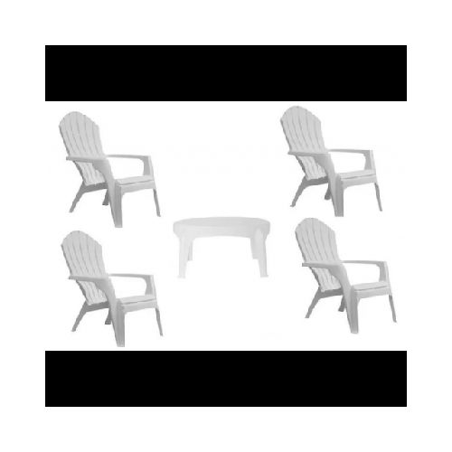 Set 4 Sillones Miami Blanco + mesa ratona Para Exterior Jardín