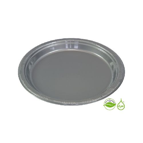 Plato Plateado Biodegradable x 10 un 17 cm