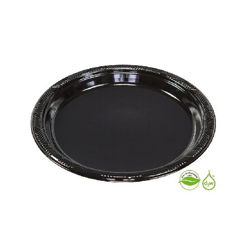 Plato Negro Biodegradable x 10 un 15 cm