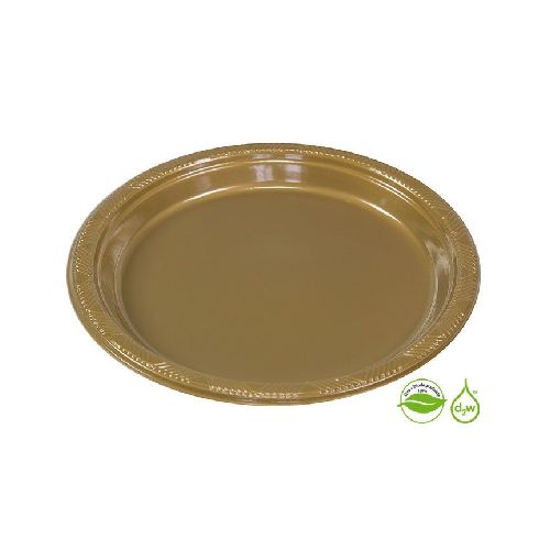 Plato Dorado Biodegradable x 10 un 15 cm