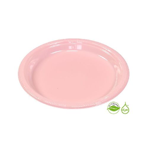 Plato Rosado Biodegradable x 10 un 17 cm