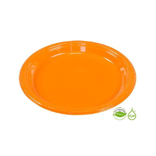 Plato Naranja Biodegradable x 10 un 17 cm