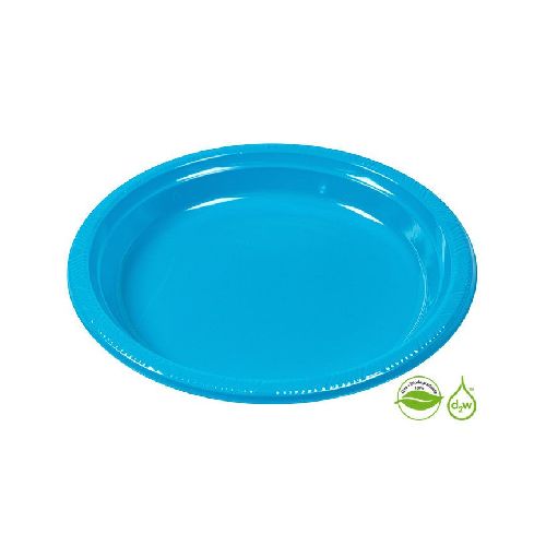 Plato Turquesa Biodegradable x 10 un 17 cm