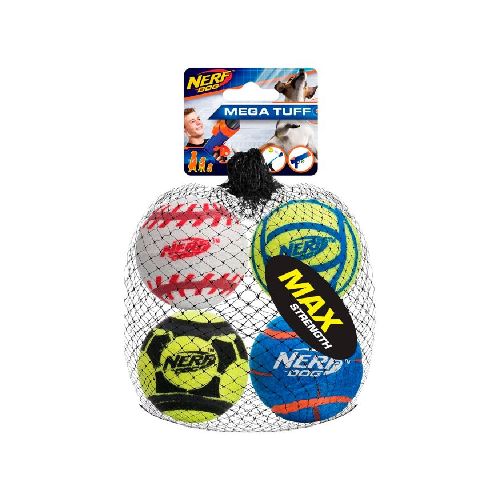 Nerf Pelotas de Tenis Para Perro X4 – 6 Cm – Diseños Varios