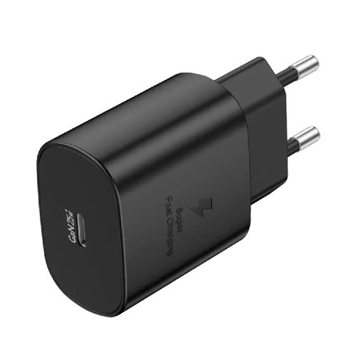 CARGADOR SIN CABLE EU51 GAN 25W ENT TIPO-C NEGRO FONENG