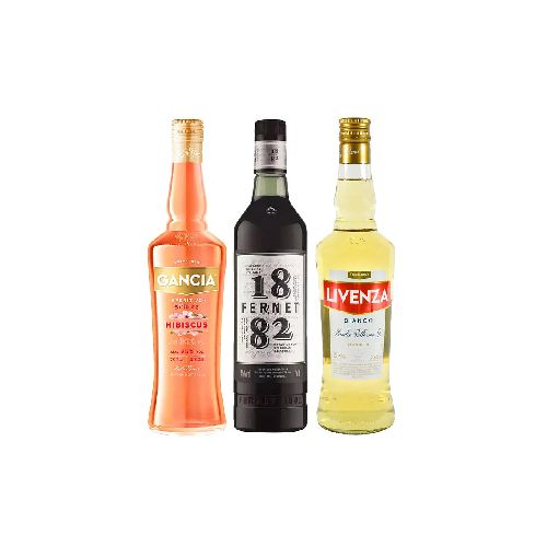 GANCIA HIBISCUS SPRITZ 750ML+ FERNET 1882 750 ML + 1 LIVENZA BLANCO 750 ML DE OBSEQUIO