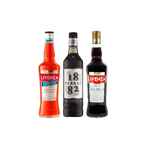 APERITIVO GANCIA LIVENZA SPRITZ 750 ML+ FERNET 1882 750 ML+ 1 LIVENZA ROJO 750 ML DE OBSEQUIO