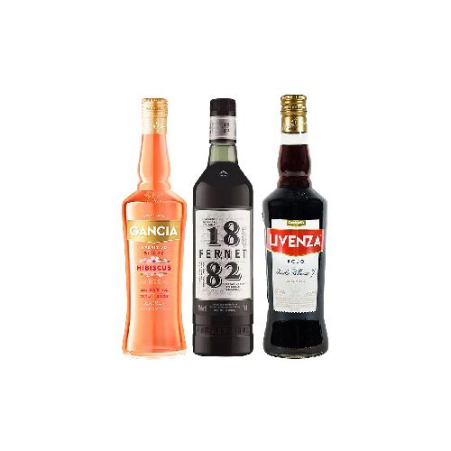 GANCIA HIBISCUS SPRITZ 750 ML+ FERNET 1882 750 ML + 1 LIVENZA ROJO 750 ML DE OBSEQUIO