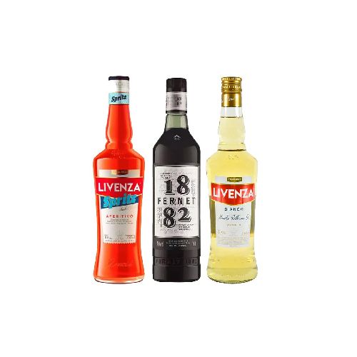 APERITIVO GANCIA LIVENZA SPRITZ 750 ML+ FERNET 1882 750 ML+ 1 LIVENZA BLANCO 750 ML DE OBSEQUIO