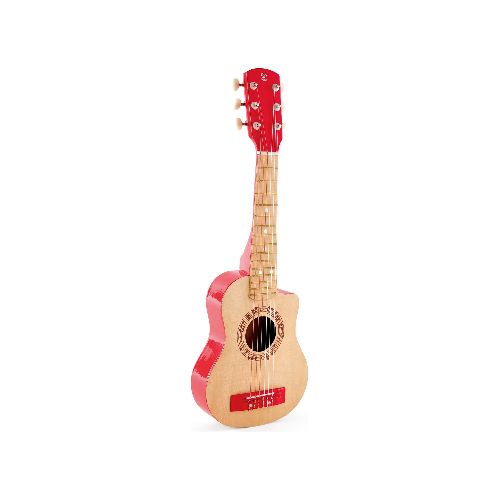 Hape Guitarra Musical Para Niños, Color Rojo, Longitud: 25,7, Ancho: 2,4, Altura: 21,3 Cm