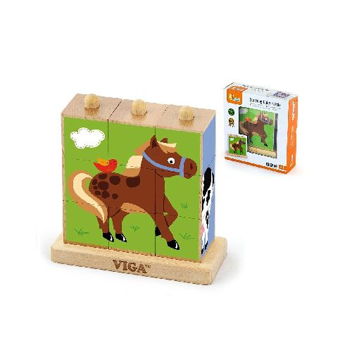 Puzzle Cubos Apilable Granja