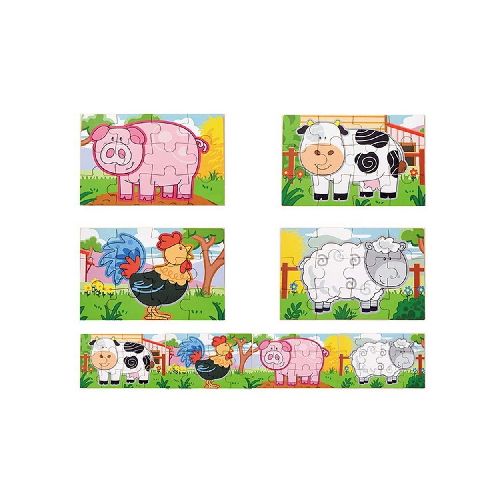 Puzzle x 4 Animales Madera