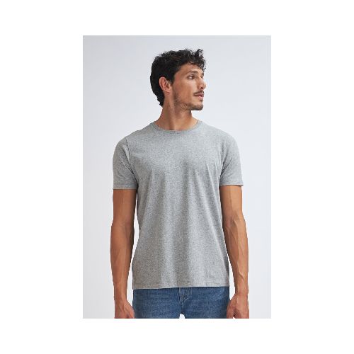 Remera manga corta cuello redondo - Gris Claro Melange