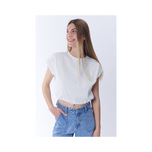 Remera Con Ajustador - blanca