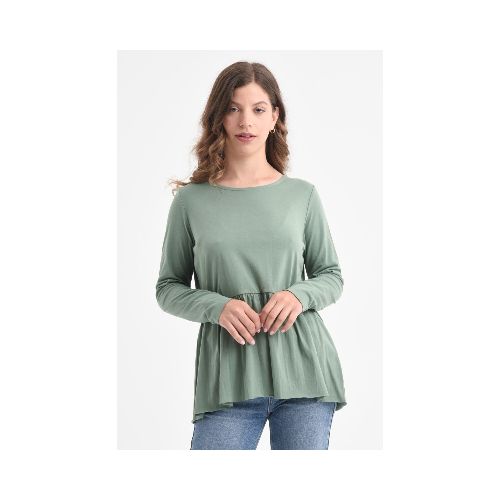 Camiseta manga larga peplum - Verde