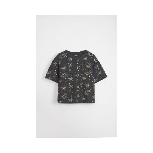 Remera - Estampa Estrellas Gris Oscuro