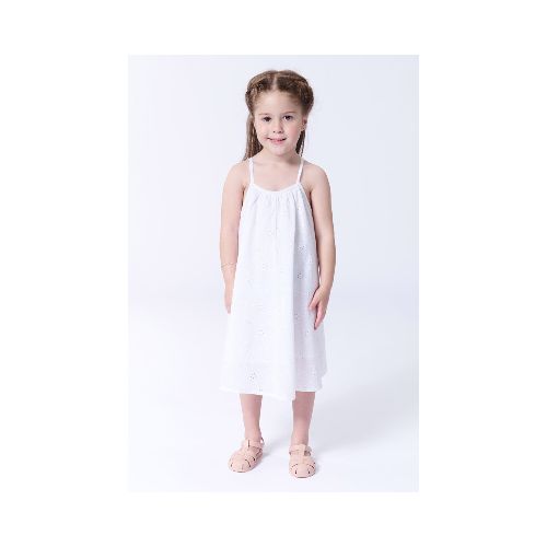 Vestido broderie tirantes - Blanco