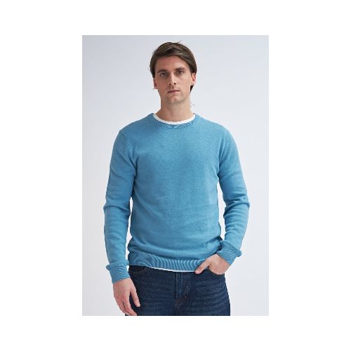 Sweater de punto - con codera -celeste