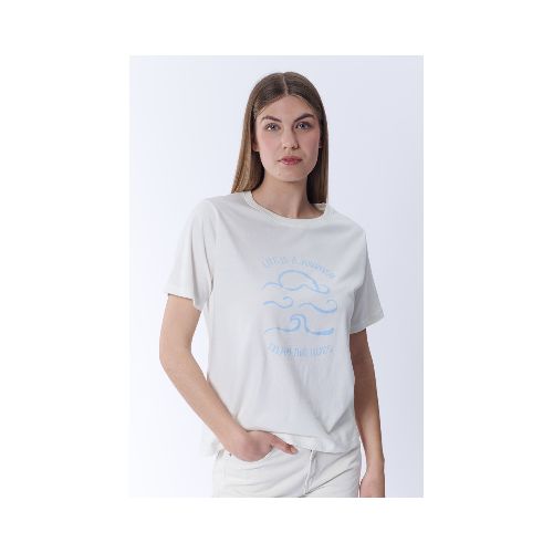 Remera Estampa - Olas Blanco