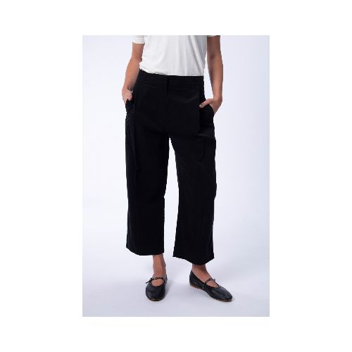 Pantalón de micropana ancho pinzas - Negro