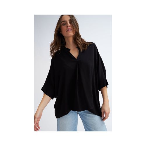 Blusa escote en v - Negro