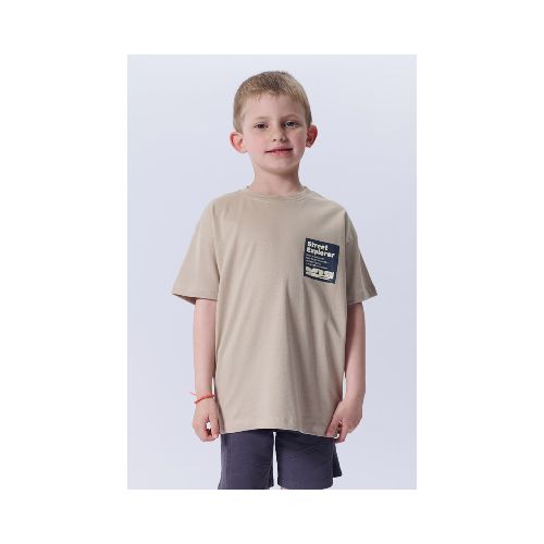 Remera Algodón Estampa - Beige