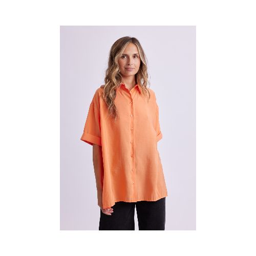 Camisa fluida manga corta - Naranja