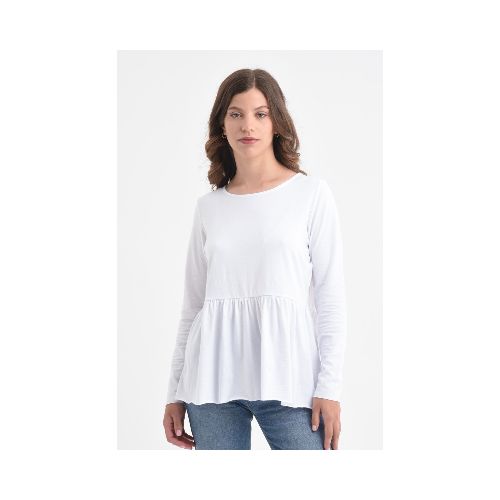 Camiseta manga larga peplum - Blanco