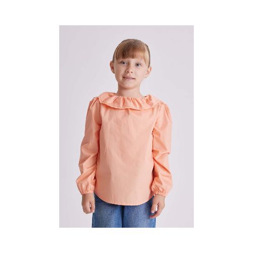 Blusa Manga Larga Cuello Y Botones Espalda - Salmón