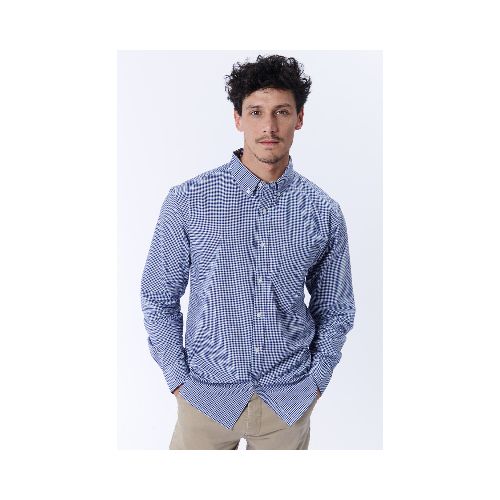 Camisa Manga Larga Formal Cuadros - Azul y Blanco