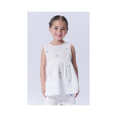 Blusa Muselina Bordada - Blanca