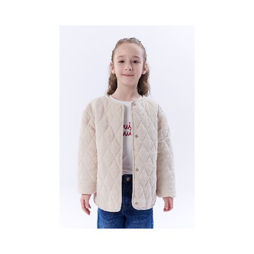 Campera Capitoneada Estampada - Rayas Beige