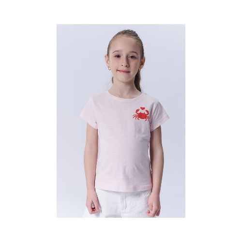 Remera Manga Corta Slub Estampa - Cangrejo Rosa