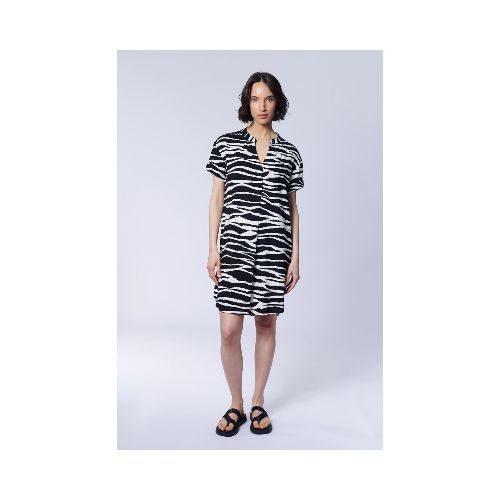 Vestido corto camisero - Estampado Zebra Negro